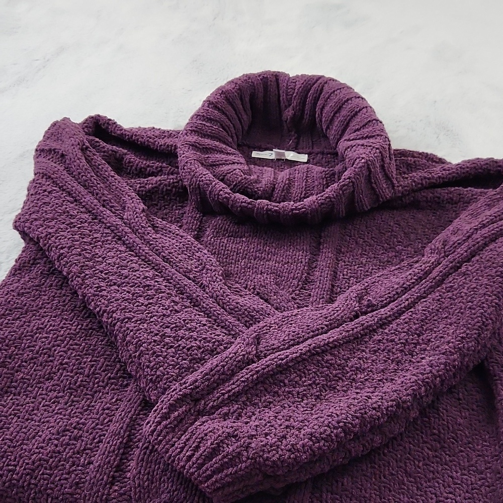Seven7 Chunky Knit Sweater Women’s Small Purple Turtleneck Cable Knit Cozy - Picture 8 of 12